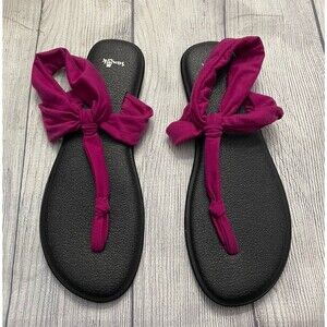 Magenta Sanuk Yoga Mat Sling Ella Women’s Flip Flops Sandals Shoes, Size 10